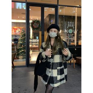 加厚2023新款 毛呢小香风外套女秋冬季 高级感慵懒 复古西装 美式