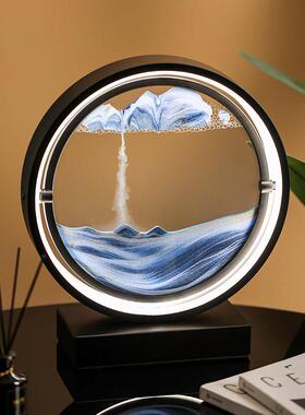 创意解压流沙画沙漏摆件办公桌面客厅卧室装饰品乔迁结婚礼物三d