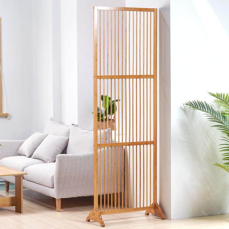竹庭新中式进门屏风隔断帘现代简约客厅装饰玄关入户移动实木座屏