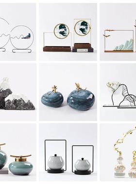 新中式陶瓷软装摆件样板间博古架玄关客厅茶室办公室酒店高端摆设