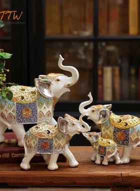 吉祥大号小号大象创意摆件客厅桌面玄关电视柜酒柜轻奢手工装饰