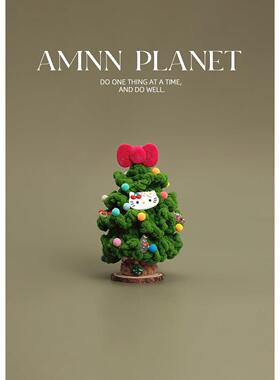 AMNN 猫咪蝴蝶结手工毛线钩织圣诞树摆件节日可爱氛围感桌面摆饰