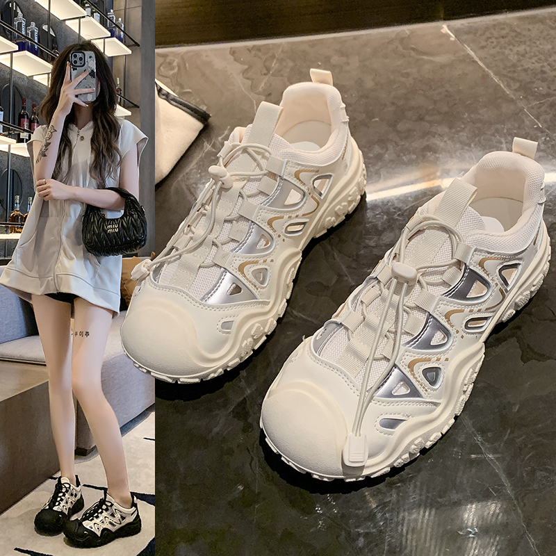 卡迪高丑萌老爹鞋女2025夏新款镂空透气户外徒步登山鞋运动休闲鞋