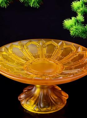 供佛吉祥花果盘仿琉璃莲花水果供盘玻璃果盘家用奉神盘子托盘摆件