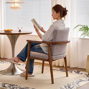 北欧实木椅子靠背餐椅家用休闲麻将椅扶手椅会议办公椅茶椅学士椅