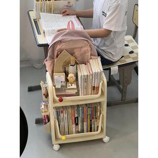 零食架宿舍书架落地收纳架洞洞板收纳学习小推车滑轮筐双层储物架