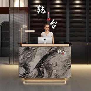 公司前台接待台吧台大理石烤漆服务台烤漆收银台柜台简约现代定制