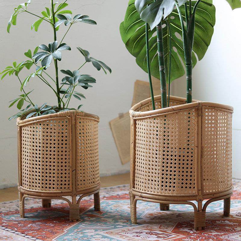 北欧手工藤编花篮花架客厅阳台落地盆栽植物摆放置物架装饰花盆架,家居饰品,花篮,淘宝优惠券,粉丝福利购,淘宝优惠卷