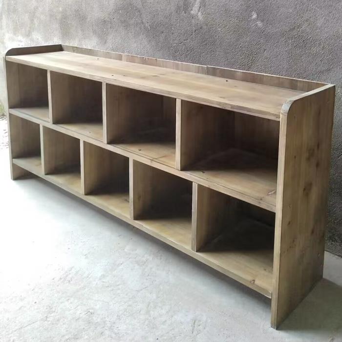 9W全实木儿童置物书架家用落地矮书柜客厅格子收纳柜多层储物柜M0