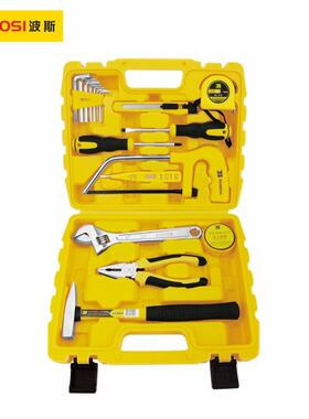 波斯工具18件家用组套工具螺丝批扳手锤子内六角工具箱BS510918