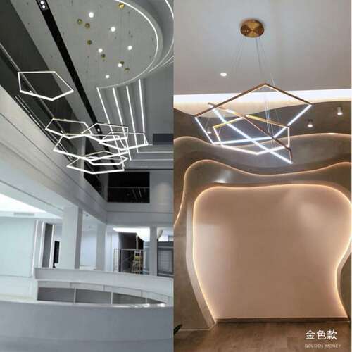 简约现代服装店铺吊灯六边形客厅灯新款复式跃层loft公寓吊灯