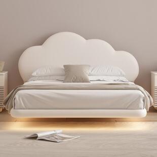 法式奶油风儿童悬浮床女孩公主床儿童房小孩单人床男孩1米2云朵床