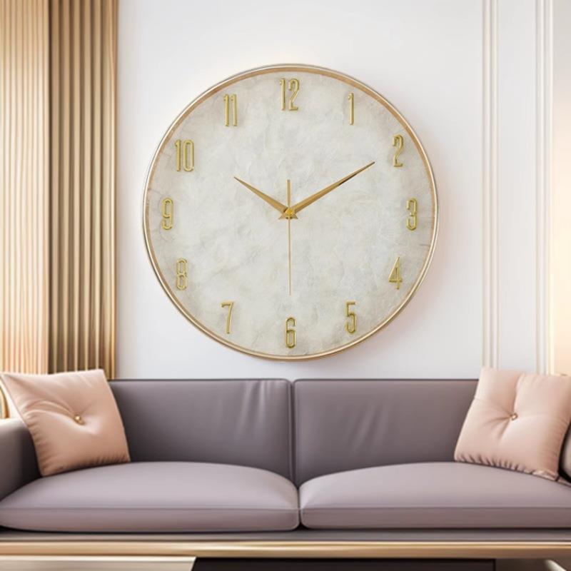 严选现代轻奢简约装饰挂钟客厅壁钟家用创意时尚挂墙大气贝壳挂