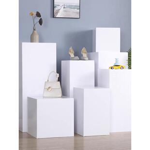 定座哑光长方形展会展示台摆件服装店橱窗模特底座白色拍照木墩子