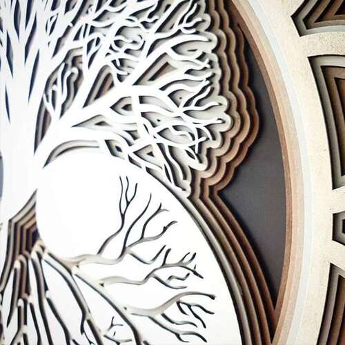 Wooden Tree Of Life Mandala生命之树曼陀罗墙艺术