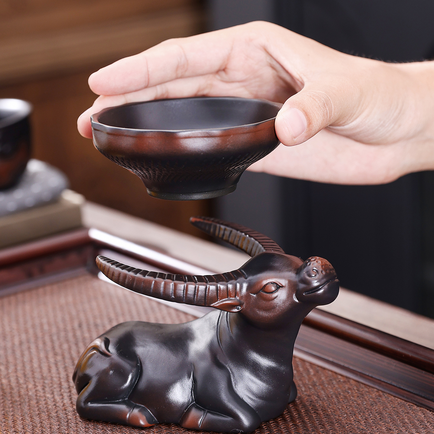 福牛茶漏过滤器高档茶宠摆件精品