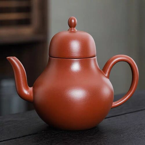 小容量紫砂红泥手工思亭壶约150C