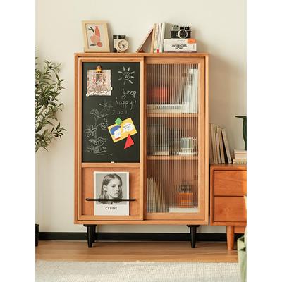 北欧书柜实木多功能储物柜日式客厅展示柜沙发边柜杂志柜简约斗柜