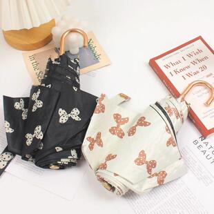 日系弯钩超强防紫外线三折叠伞黑胶超轻防晒遮阳晴雨两用太阳伞女