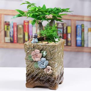 创意个性 多肉花盆大号特价 捏花工艺家用阳台陶瓷发财树兰花窑变盆