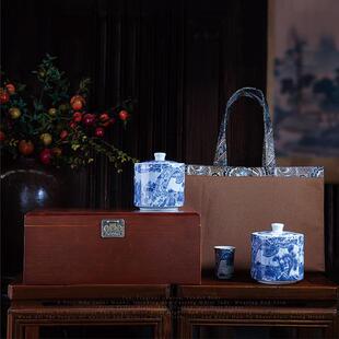 高档竹盒陶瓷罐茶叶包装礼盒空盒红茶绿茶高档通用竹包装盒空盒子