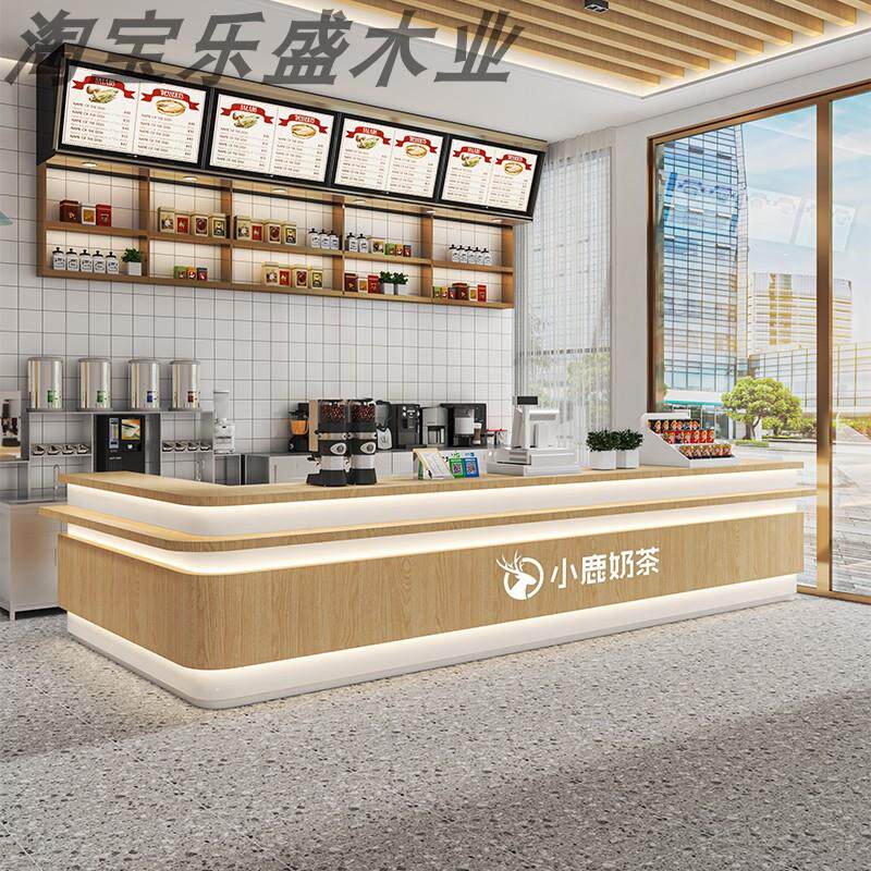 简约奶茶店收银柜台咖啡店吧台甜品店水果前台烘培蛋糕面 面包店