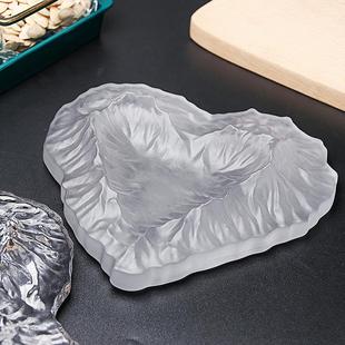 水晶玻璃烟灰缸爱心家用磨砂收纳碟客厅个性 创意冰雪火山时尚 烟缸