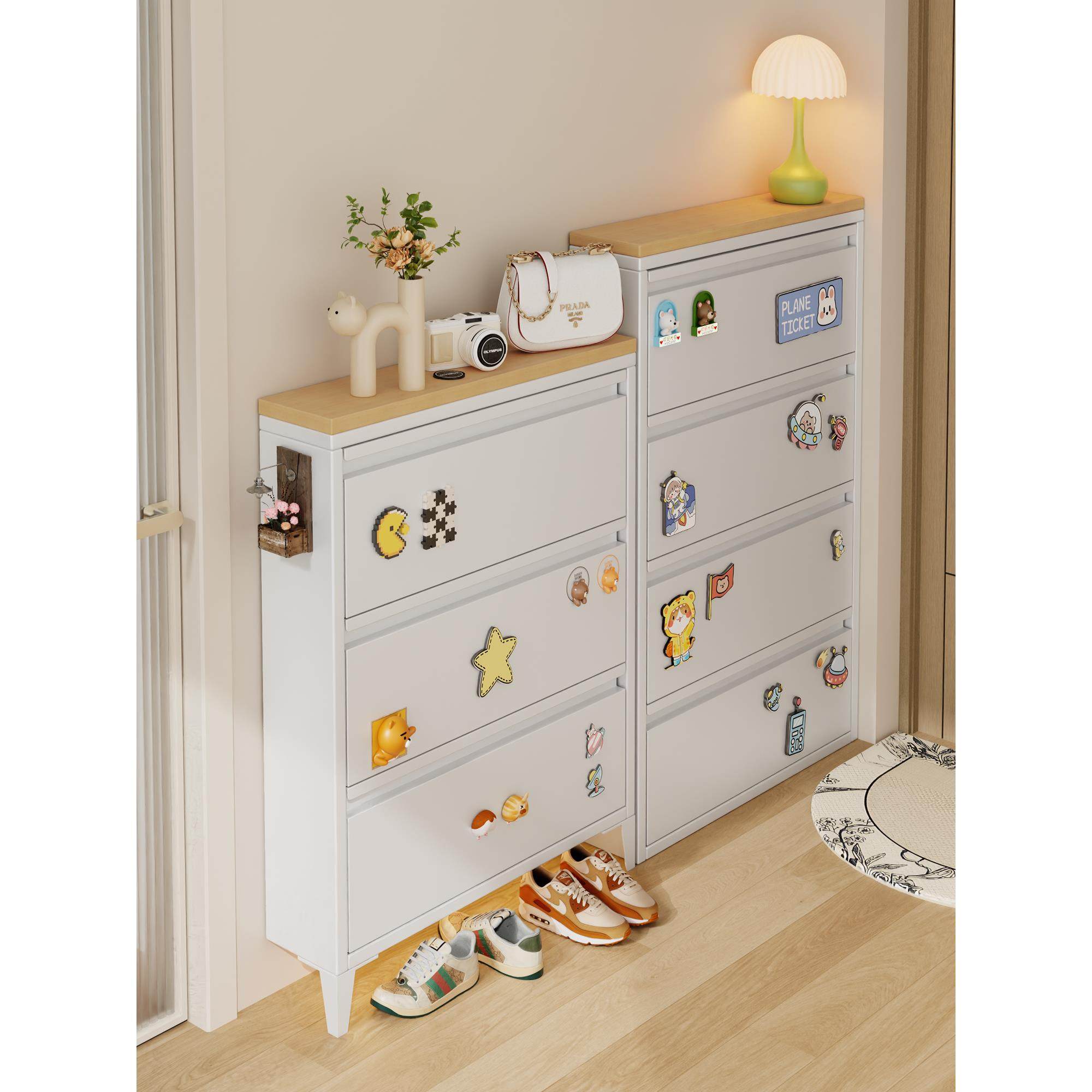 15cm超薄钢制翻斗鞋柜家用门口一体挂墙悬空小户型玄关柜极窄鞋架