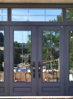 锌合金玻璃别墅大门双开门铜门防盗门家用进户门农村自建房入户门