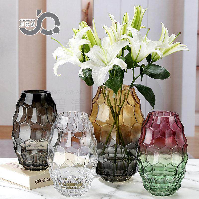 欧式简约玻璃花瓶高级感侘寂风桌面客厅摆件大号百合玫瑰水培绿植