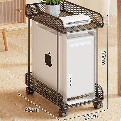 铁艺机箱托架可移动双层置物架办公桌旁打印机放置架电脑主机托架