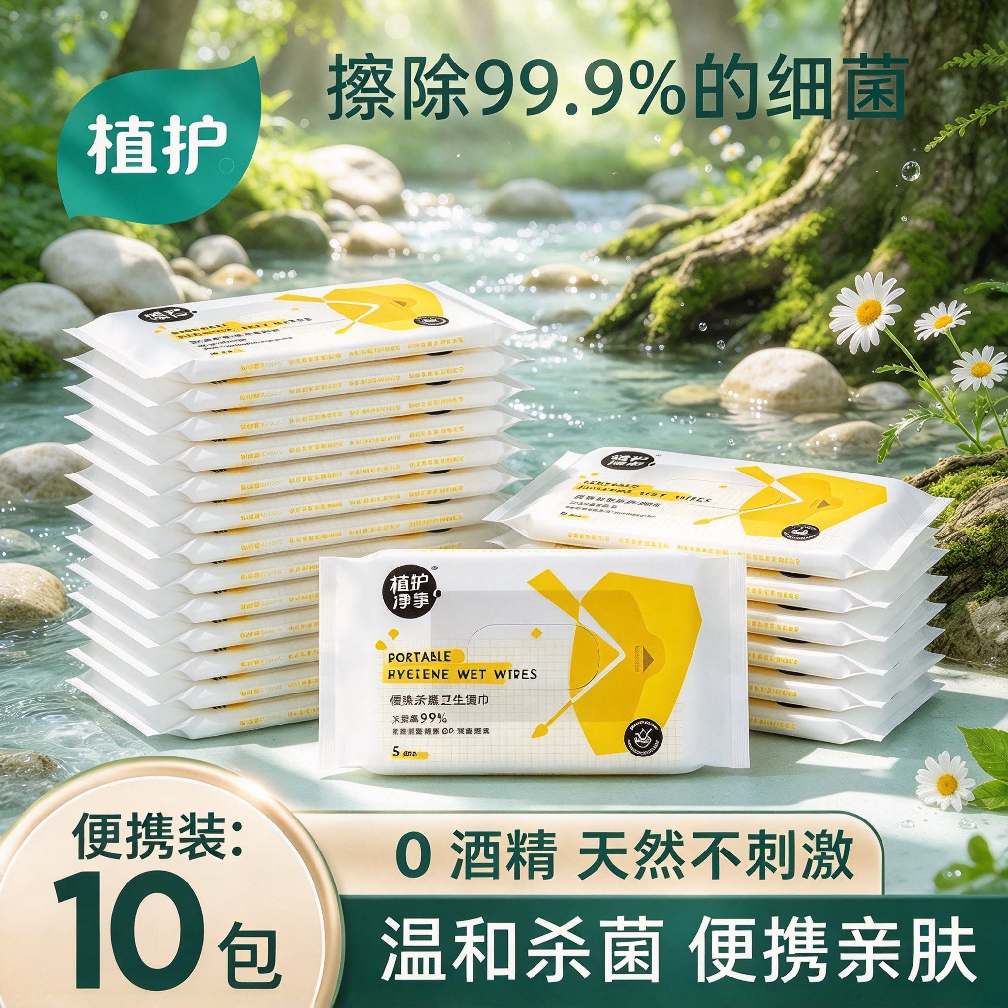 植护杀菌湿巾小包便携湿纸巾消毒清洁卫生湿巾纸儿童学生随身清洁