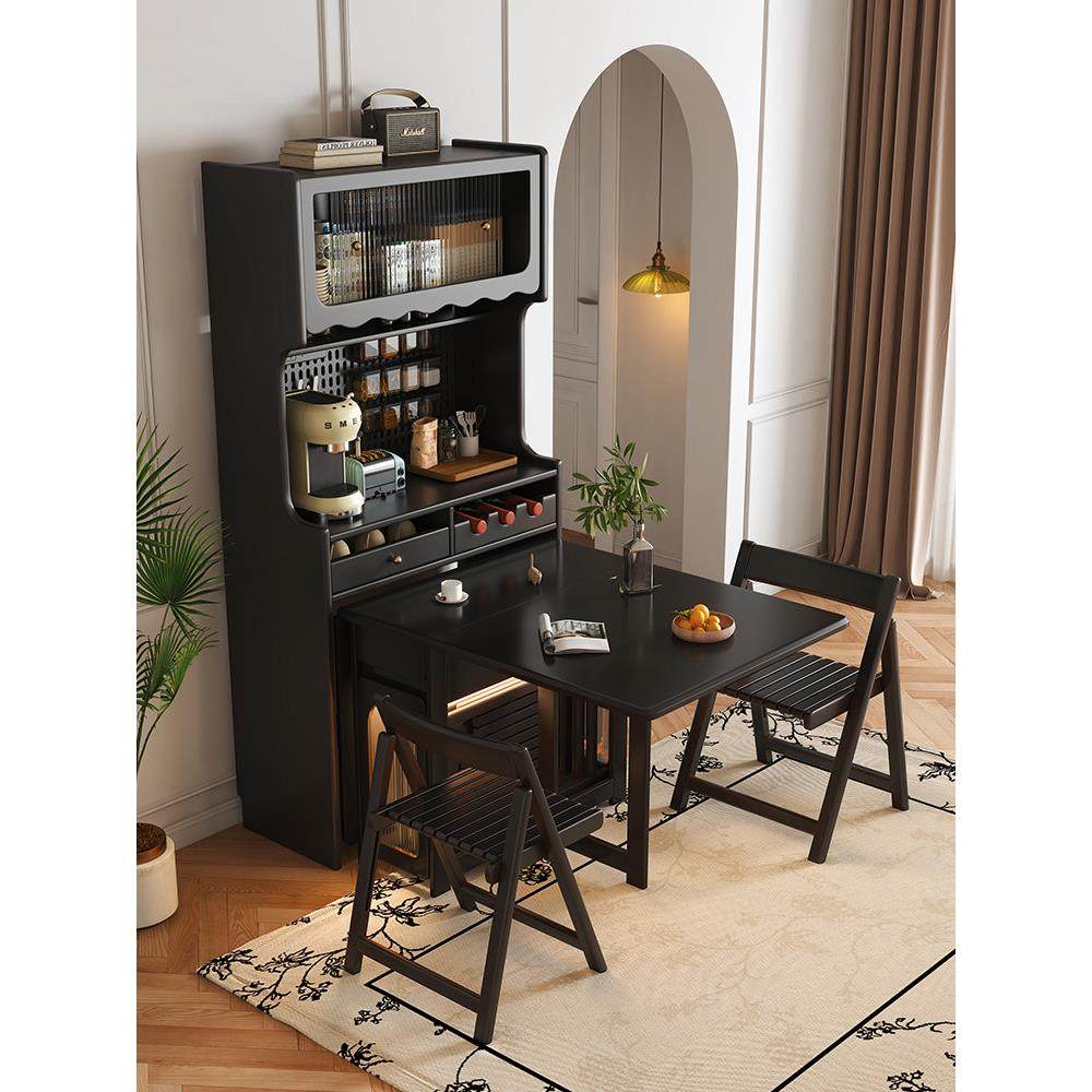 美式全实木折叠餐桌餐边柜一体小户型家用多功能法式边柜靠墙酒柜,住宅家具,实木餐桌,淘宝优惠券,粉丝福利购,淘宝优惠卷