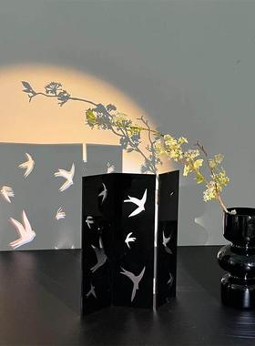 ins亚克力桌面屏风新中式动物燕子摄影道具展厅装饰摆件简约高级