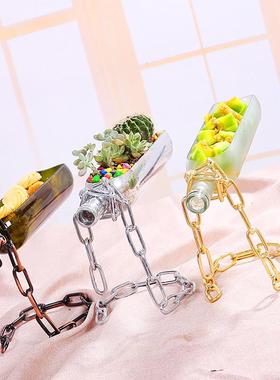 创意礼品酒瓶摆件 家庭酒柜艺术悬浮花瓶客厅个性装饰品水培支架