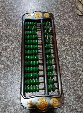 子玉算盘摆件招财密底老式木雕老物件古玩收藏品老黑檀木桌面摆件