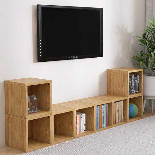 全松木实木自由组合书柜书架简约现代儿童单个格子柜收纳柜储物柜