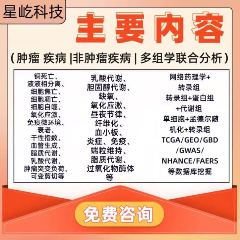 生信分析单细胞测序数据挖掘空间转录组基因蛋白组孟德尔分子对接