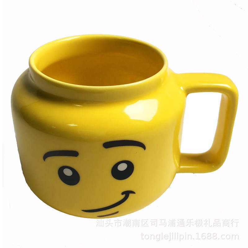 通乐极Q仔陶瓷杯 小人z仔可爱笑脸表情水杯少儿杯子