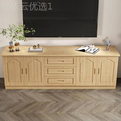 全实木松电视柜-0y木电物视柜高款现代简约小户m型客厅储柜家用餐