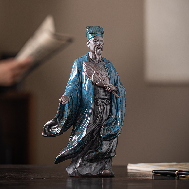 诸葛亮陶瓷家居装饰品摆设创意三国历史人物摆件孔明桌面工艺品