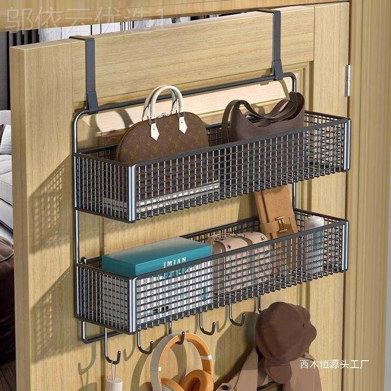 门后置物挂架门上挂衣架免打孔48568衣挂门后篮架柜侧包包收纳侧