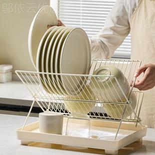 折架叠具厨房碗盘沥水架多功能筷家用沥水架餐收纳置物架碗涌上花