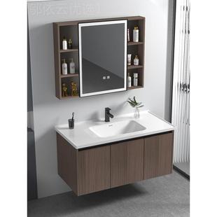 浴my漱新中式 胡桃木纹室柜蜂窝铝合金一盆体陶瓷DUA盆洗台洗脸柜