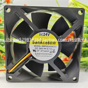 全新San Ace 80W 9WP0824S4D03 24V 0.1A 8CM 8025变频器散热风扇