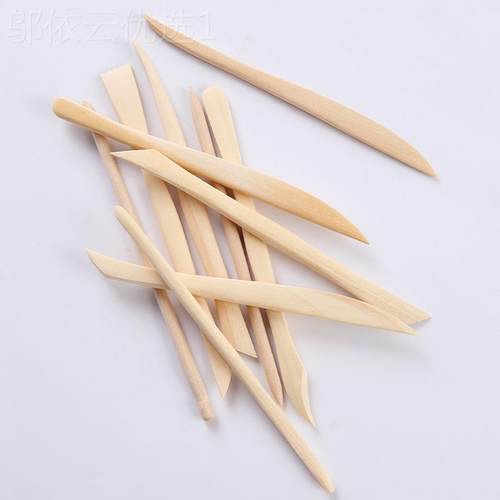 陶艺工具木SSV质十件细肢套泥土塑刀童手工diy陶泥补儿捏雕刀修坯