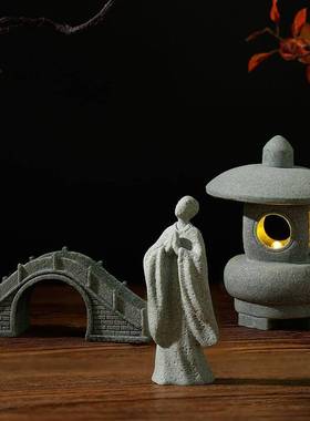 中式房间改造小物件摆台装饰鱼缸造景小摆件沉底手办家居客厅装饰