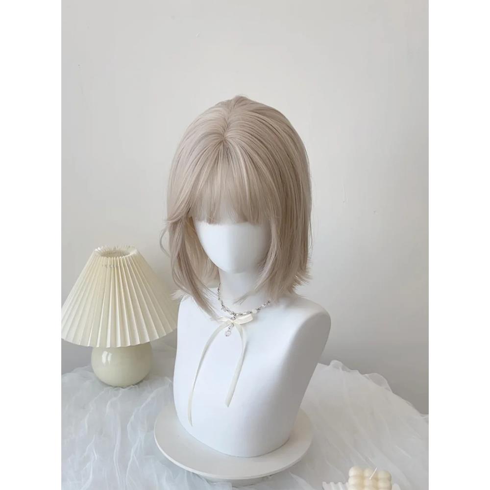 【混血米金】假发女短发夏季米金色网红圆脸减龄波波头直发全头套