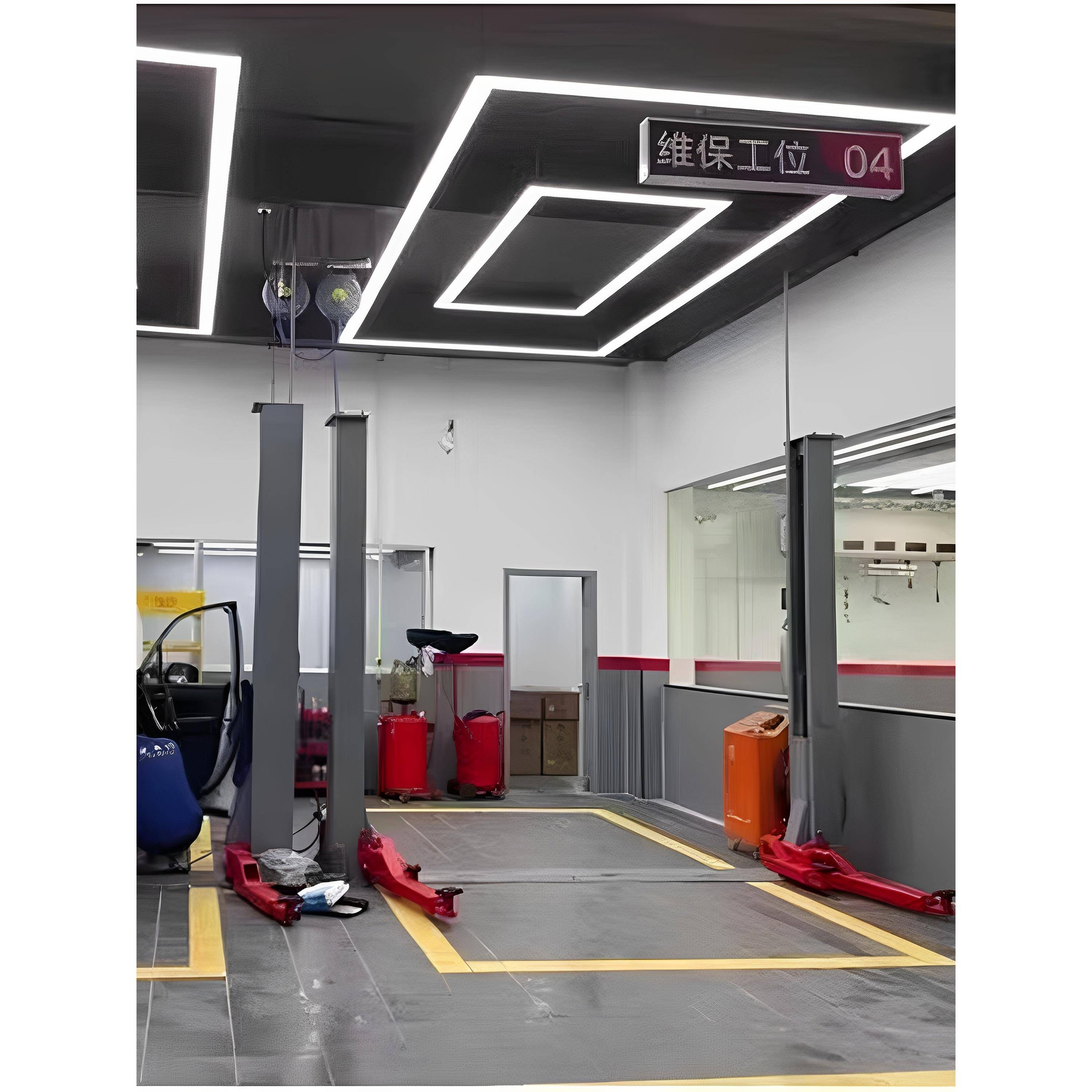 LED汽修专用工位灯机修美容洗车汽车展厅长条无缝拼接回字形吊灯