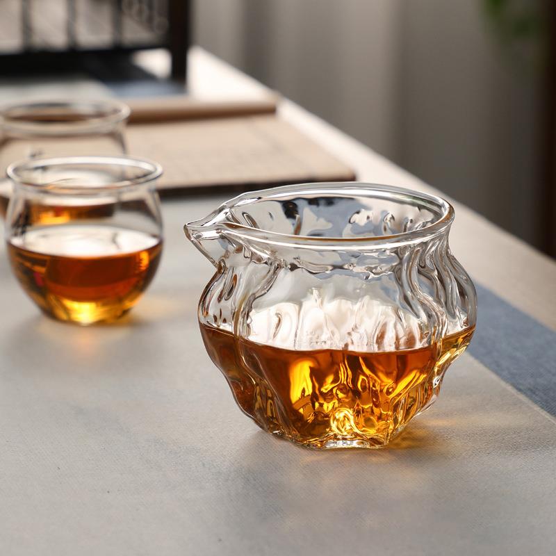 核桃纹玻璃公道杯日式加厚耐热公杯中式功夫茶具分茶器茶海260ml
